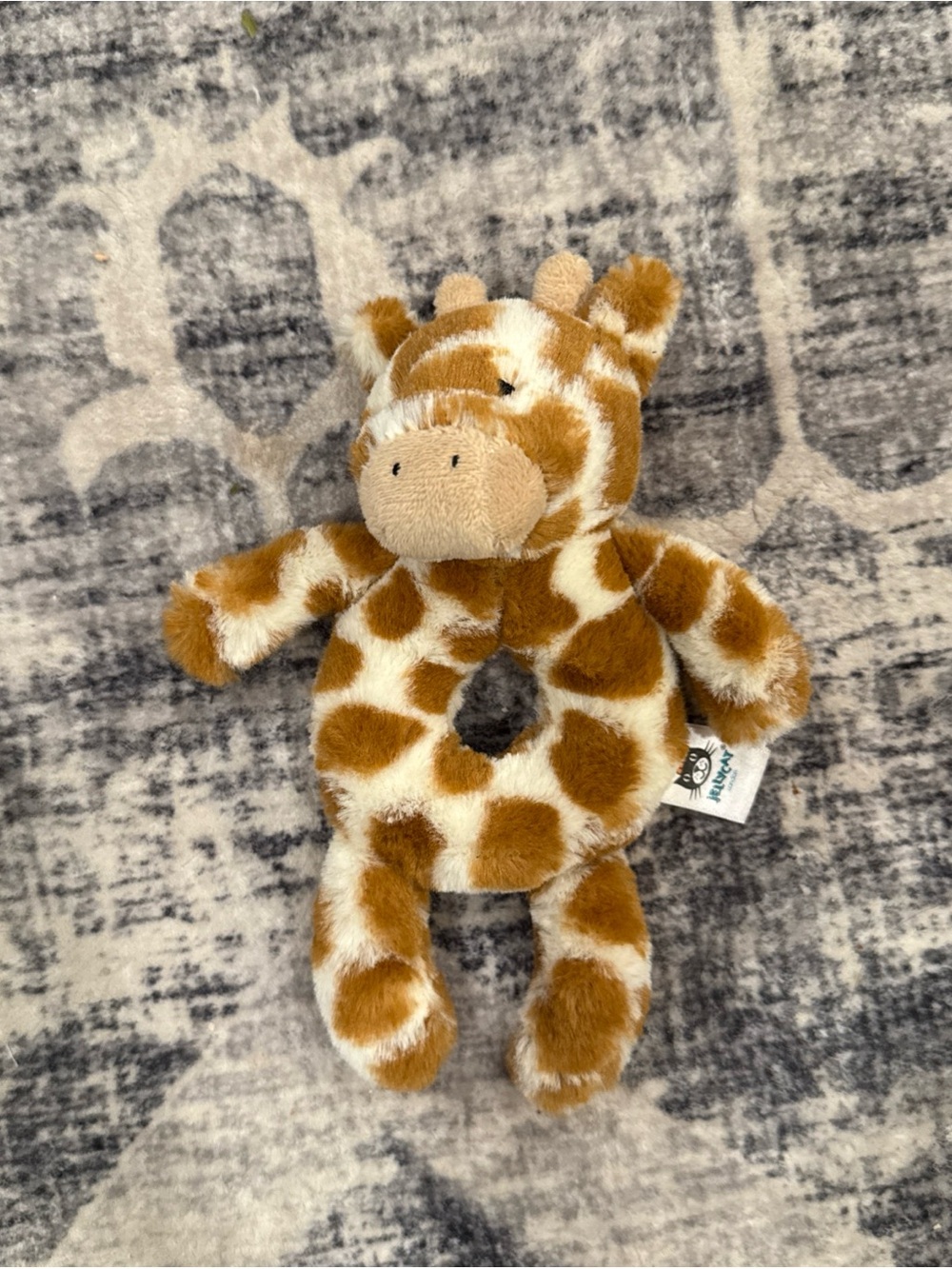 Jellycat Bashful Giraffe Plush Ring Rattle Baby Toy - Brown & Cream